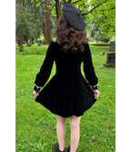 Witchwood Bags Black Sabrina Luscious Velvet Mini Dress - Unique Vintage - Womens, DRESSES, FIT AND FLARE