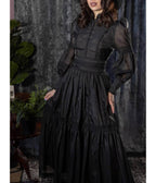 Witchwood Bags Black Victorian Morgana Maxi Dress - Unique Vintage - Womens, DRESSES, MAXI