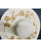 Witchwood Bags Cream Floral Embroidered Sun Hat - Unique Vintage - Womens, ACCESSORIES, HATS