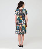 Witchwood Bags Cryptid Print Dress - Unique Vintage - Womens, DRESSES, A-LINE