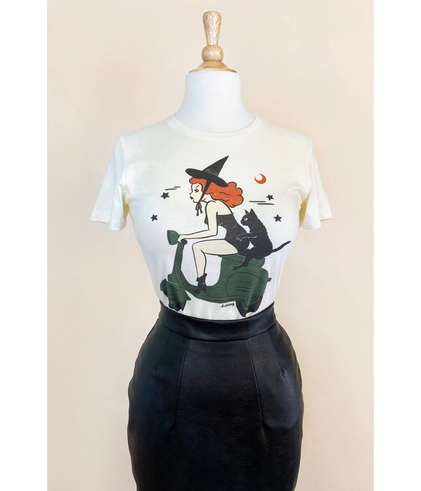 Witchy A - Go - Go Fitted Graphic Tee - Unique Vintage - Womens, TOPS, TEES