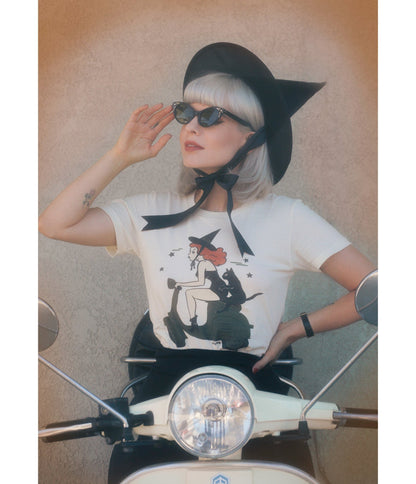 Witchy A - Go - Go Fitted Graphic Tee - Unique Vintage - Womens, TOPS, TEES