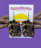 Witchy Spell Book Wooden Earrings - Unique Vintage - Womens, ACCESSORIES, JEWELRY