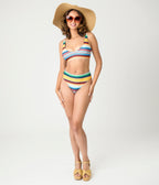 Yeehaw Mustard Serape Bikini Top - Unique Vintage - Womens, SWIM, TOP