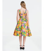 Yellow Hibiscus Floral Print Heidi Dress - Unique Vintage - Womens, DRESSES, SWING
