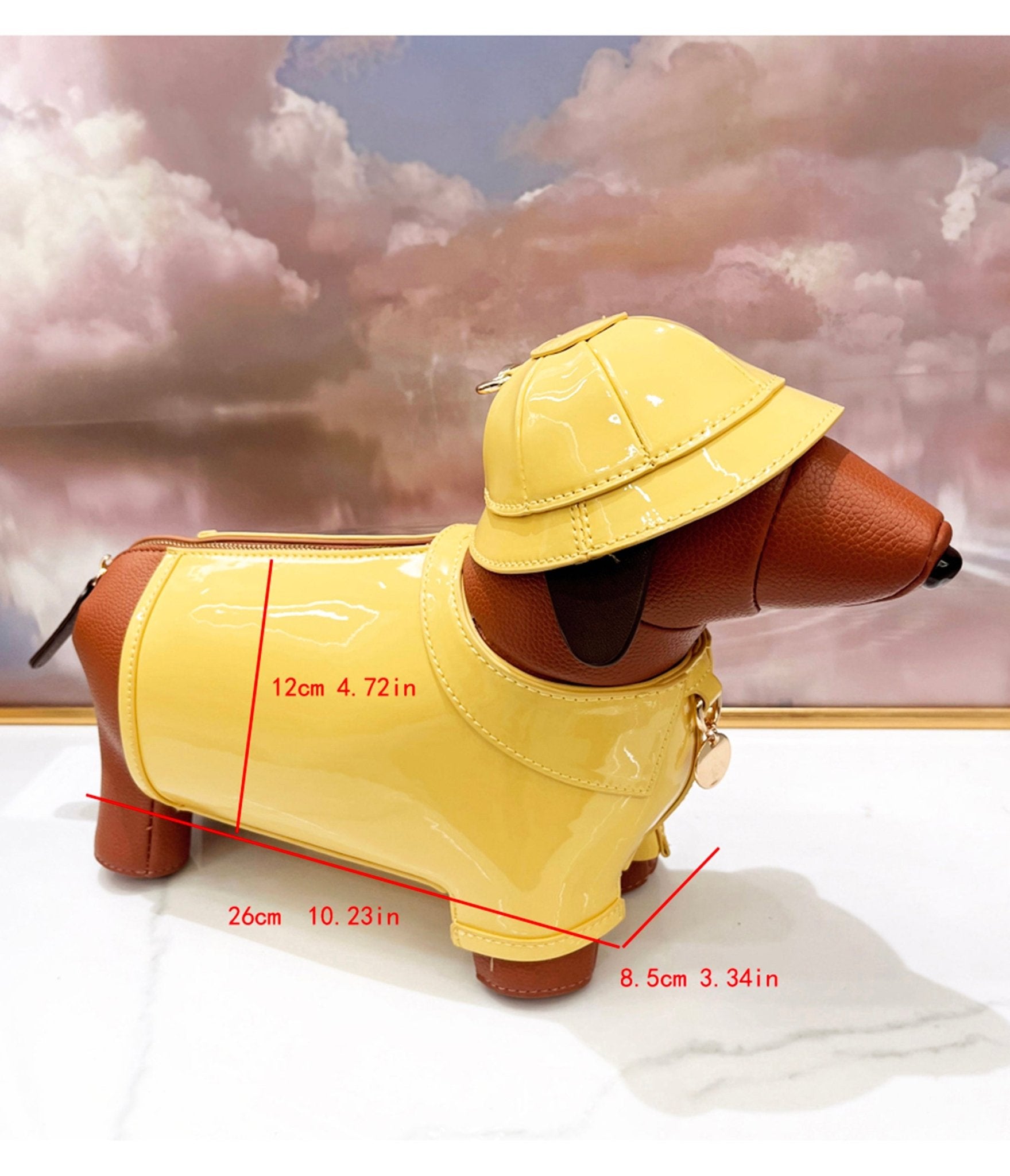 Yellow Leatherette Raincoat Puppy Crossbody Bag – Unique Vintage