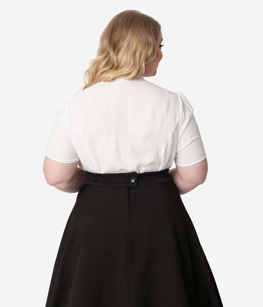 Unique Vintage Plus Size White Elsie Blouse