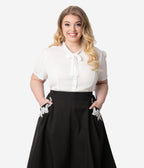 Unique Vintage Plus Size White Elsie Blouse