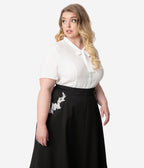 Unique Vintage Plus Size White Elsie Blouse