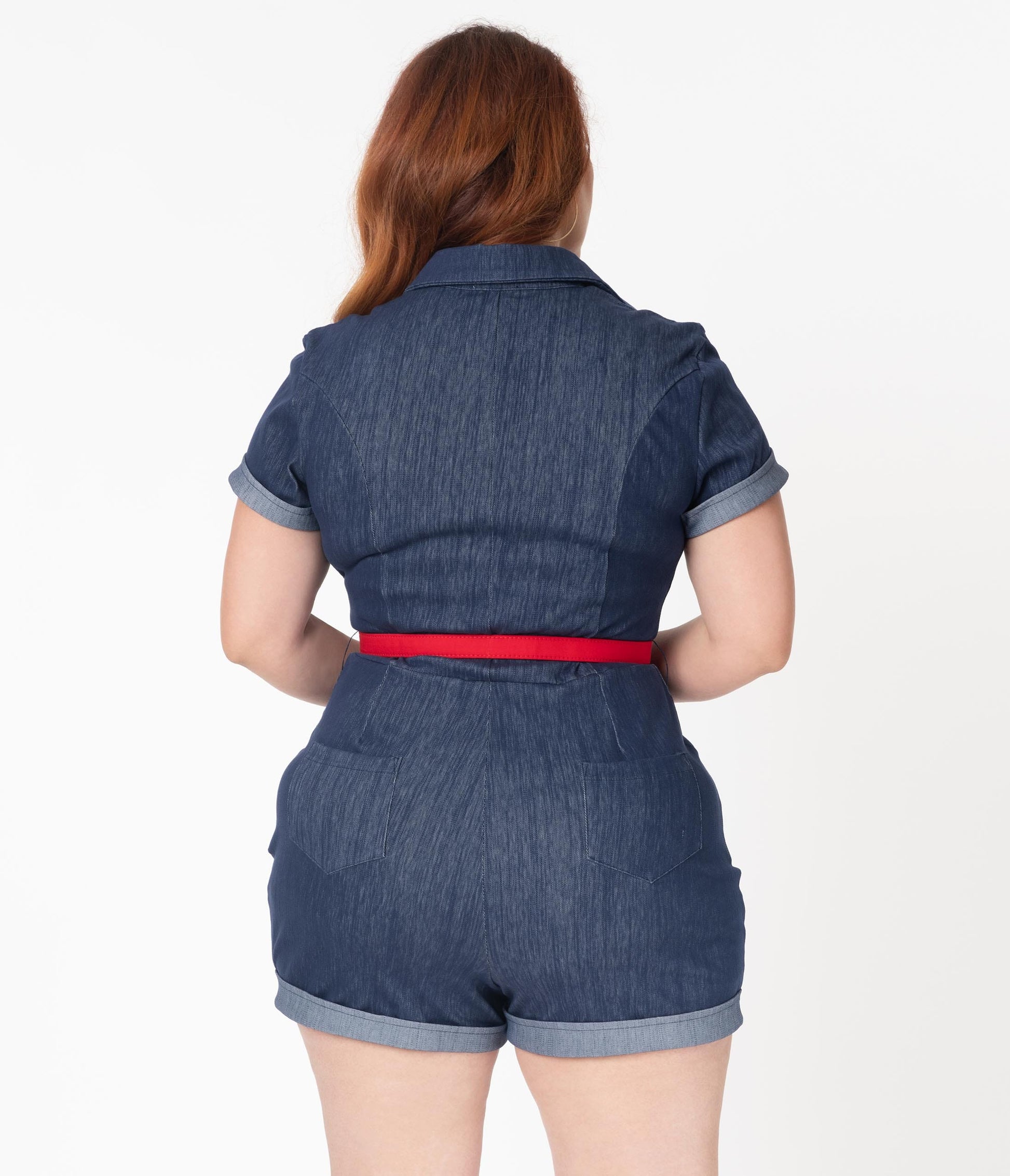 Unique Vintage Plus Size Faded Blue Denim Patsy Romper