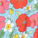 1960s Light Blue & Pink Retro Floral Shift Dress