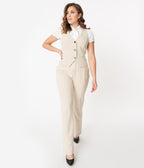 Unique Vintage Cream & Black Pinstripe Dietrich Pants