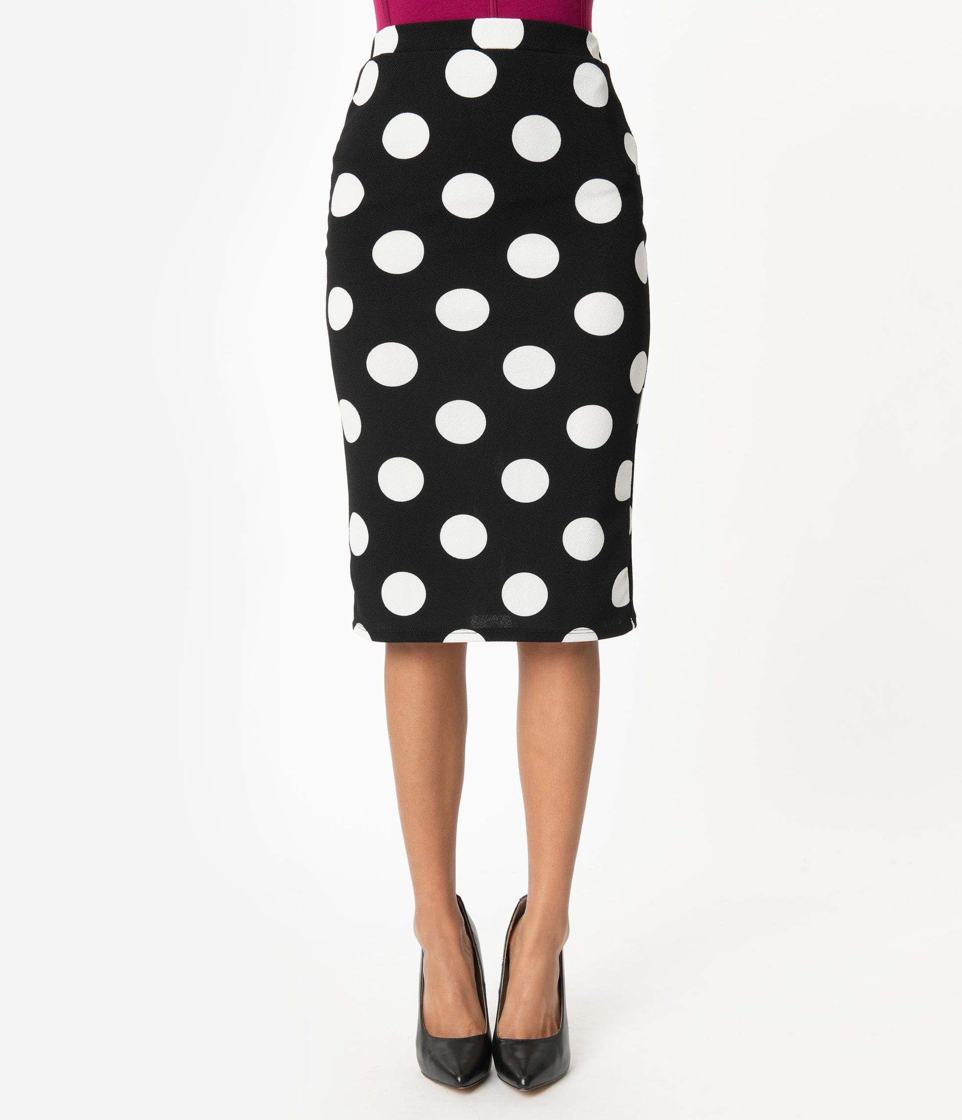 Black & White Polka Dot Wiggle Skirt