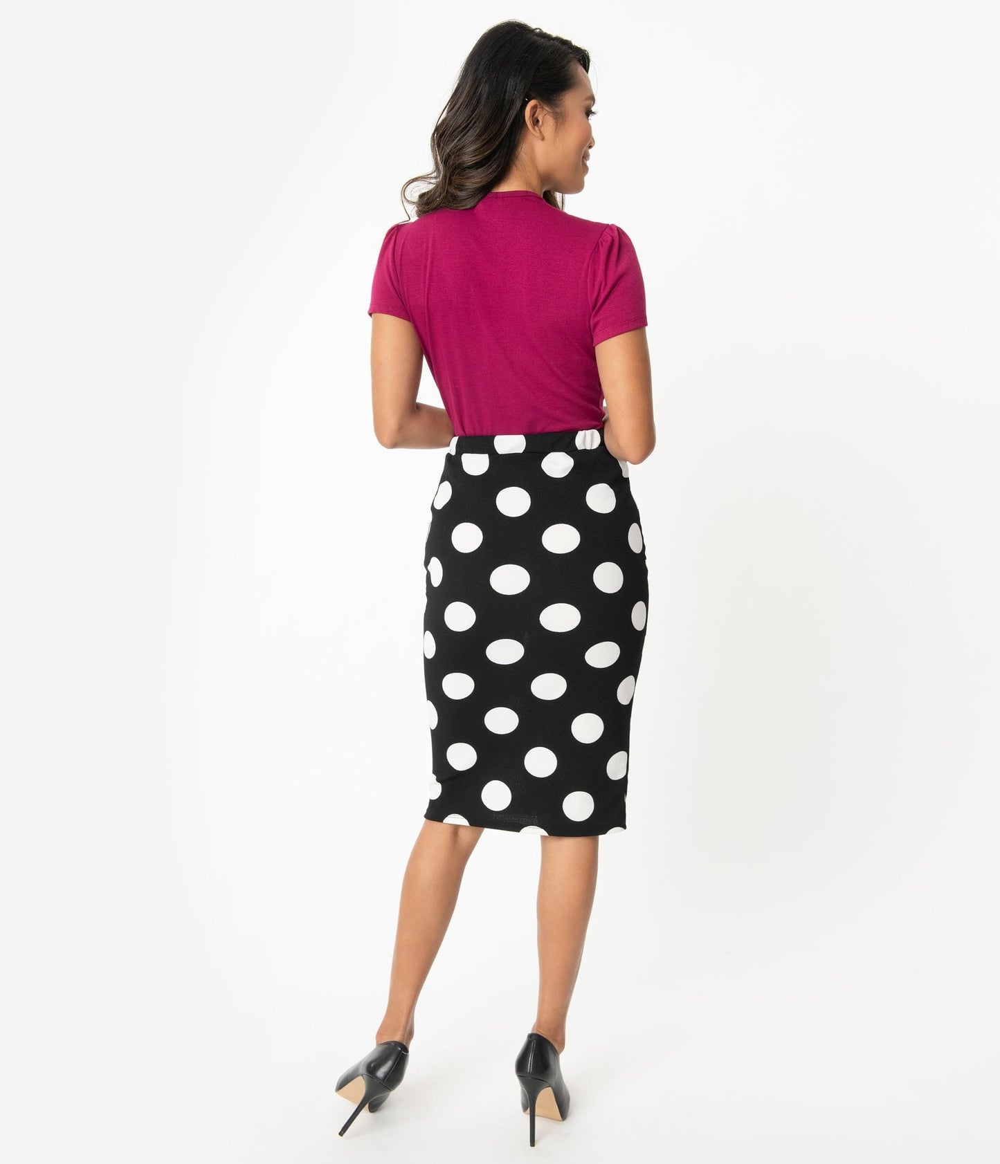 Black & White Polka Dot Wiggle Skirt