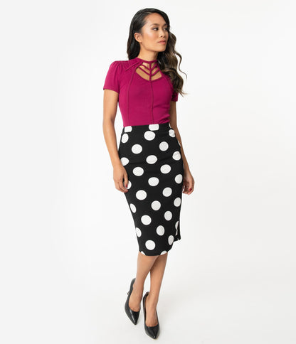 Black & White Polka Dot Wiggle Skirt