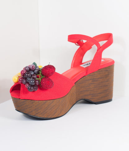 Lulu Hun Red Fruit Peep Toe Kellie Wedges