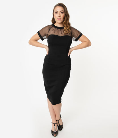 Unique Vintage 1960s Black Beaulieu Pencil Dress