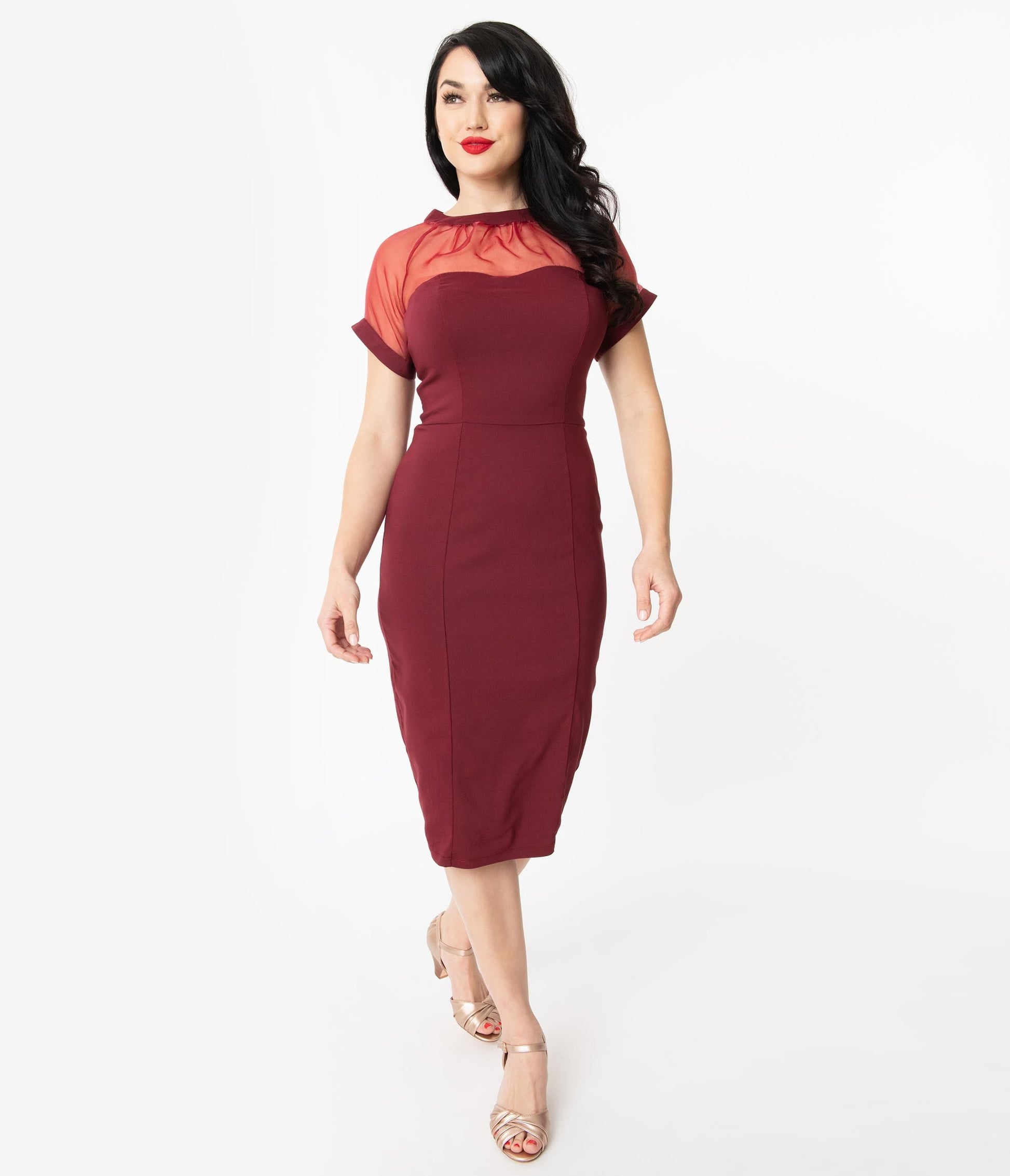 Unique Vintage 1960s Burgundy Beaulieu Pencil Dress