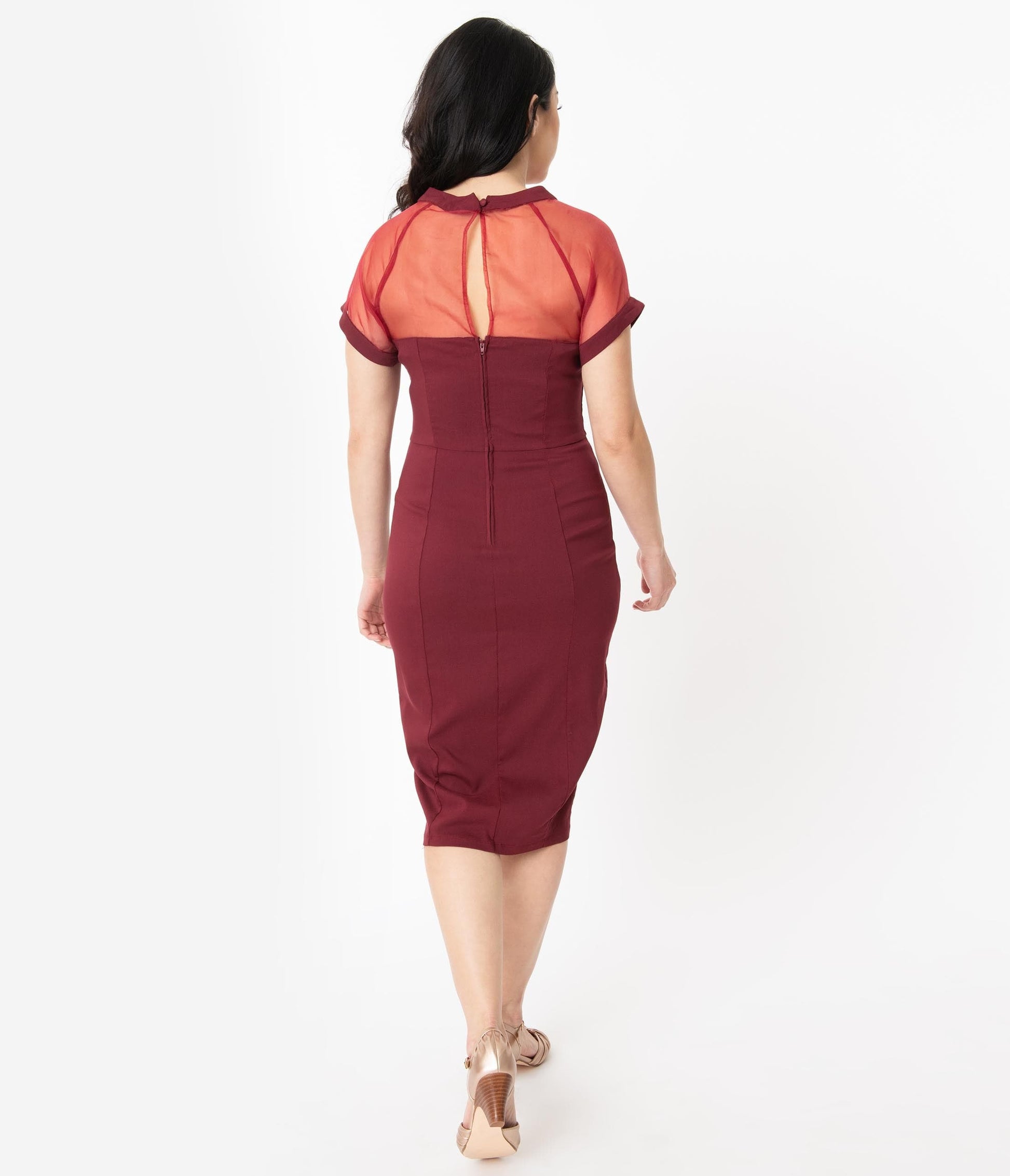 Unique Vintage 1960s Burgundy Beaulieu Pencil Dress