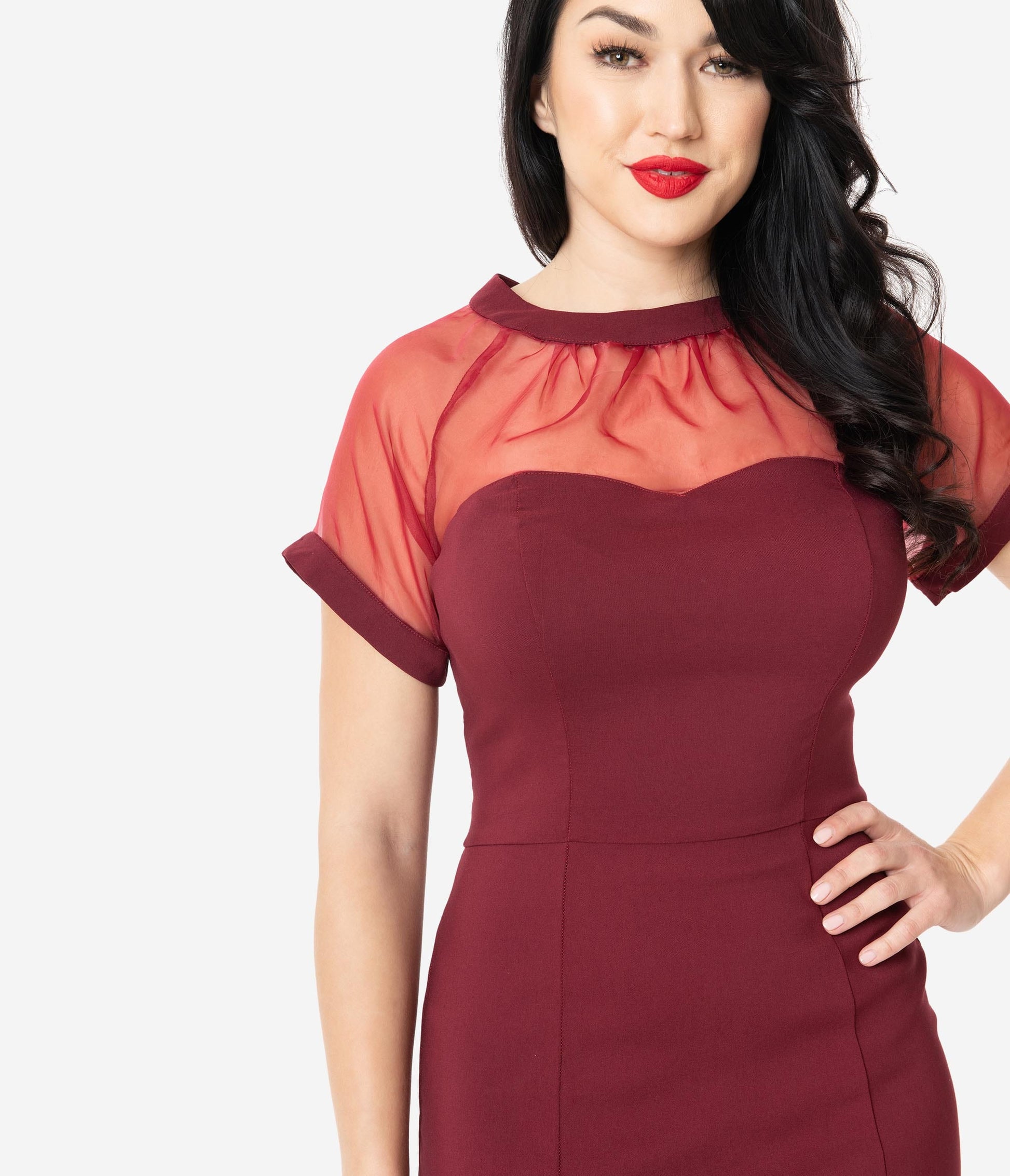 Unique Vintage 1960s Burgundy Beaulieu Pencil Dress