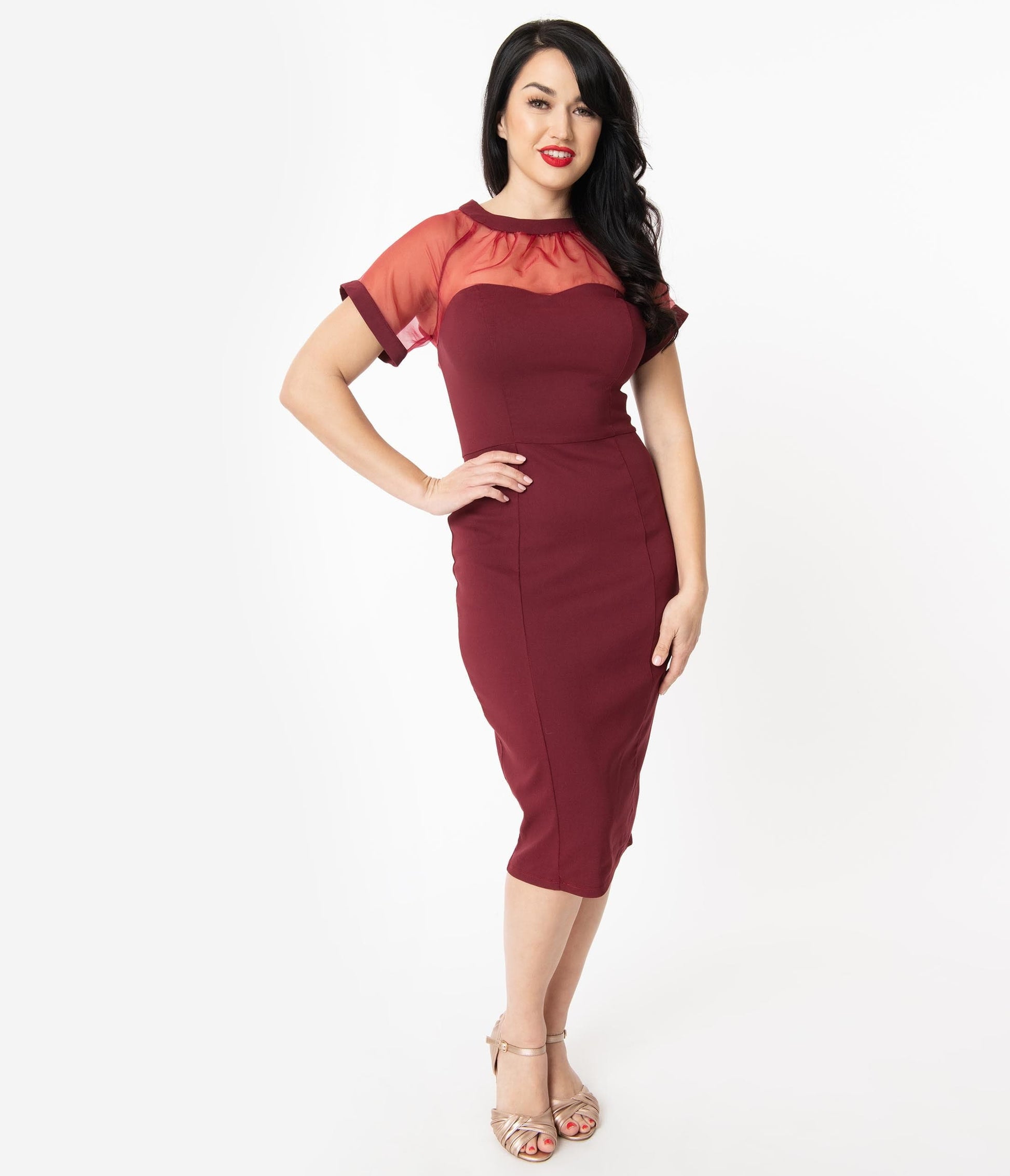 Unique Vintage 1960s Burgundy Beaulieu Pencil Dress