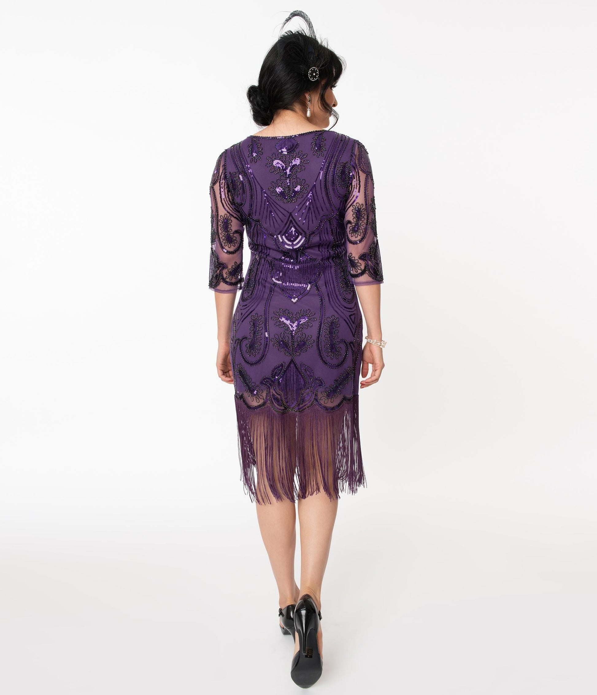 Unique Vintage 1920s Purple Sequin Margaux Flapper Dress
