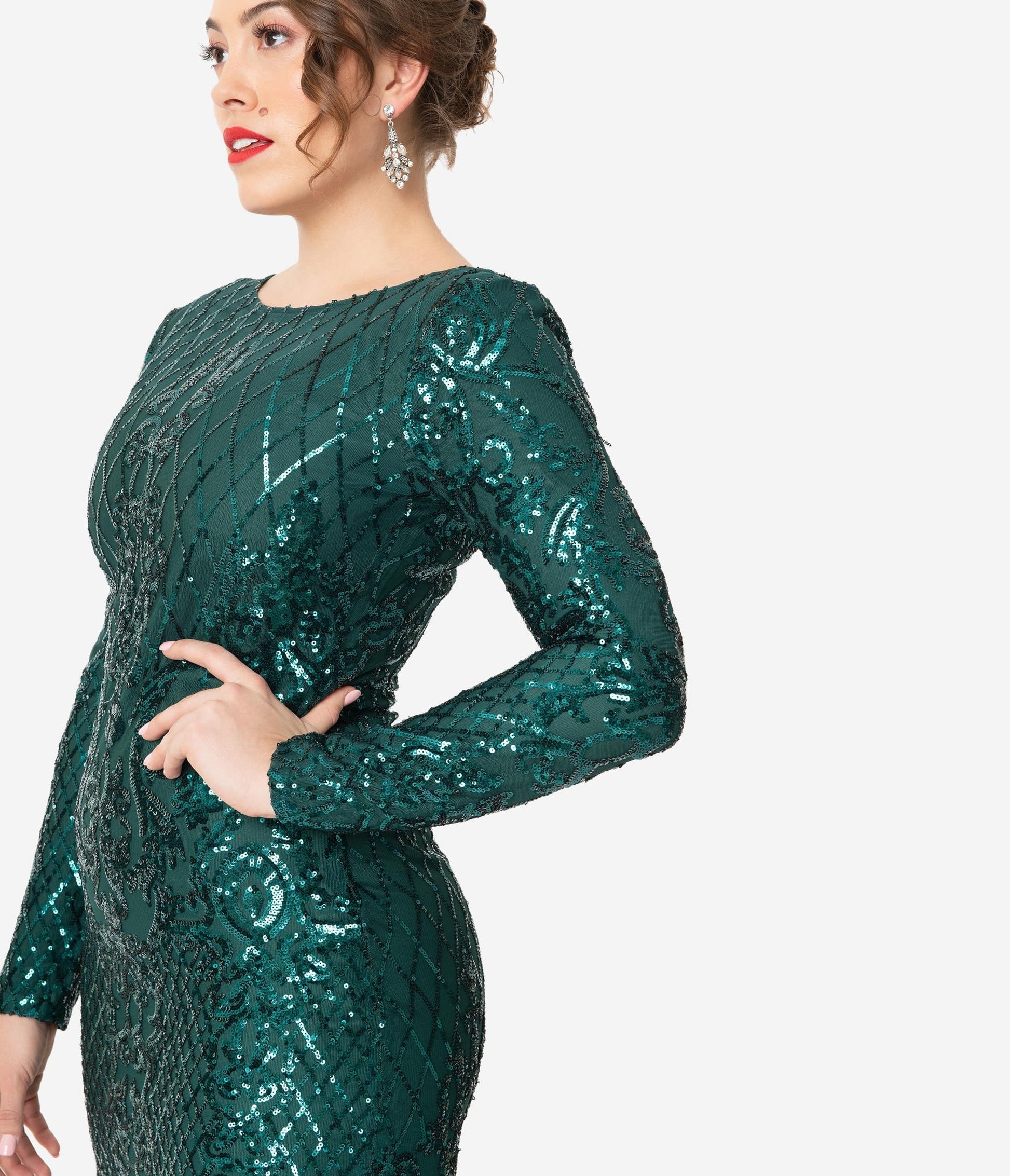 Unique Vintage 1920s Emerald Sequin Emillion Flapper Dress