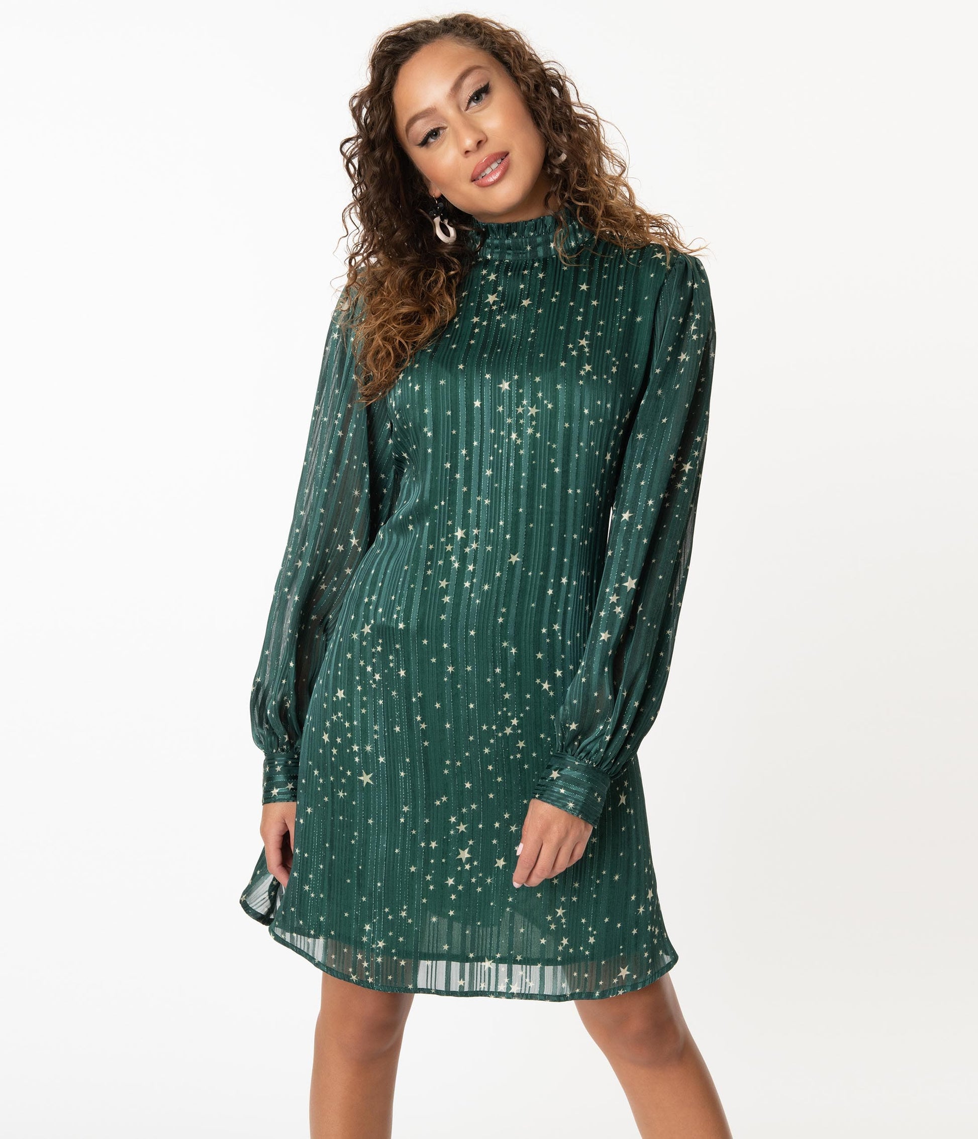 Smak Parlour Emerald Stripes & Stars Girl Talk Shift Dress