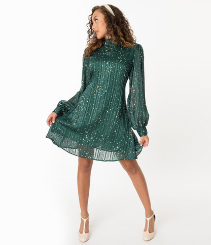 Smak Parlour Emerald Stripes & Stars Girl Talk Shift Dress