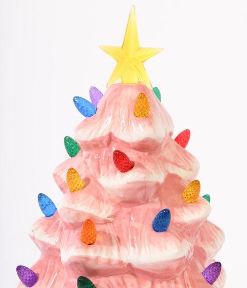 12 Inch LED Pink Ceramic Nostalgic Christmas Tree - Unique Vintage - Womens, ACCESSORIES, GIFTS/HOME