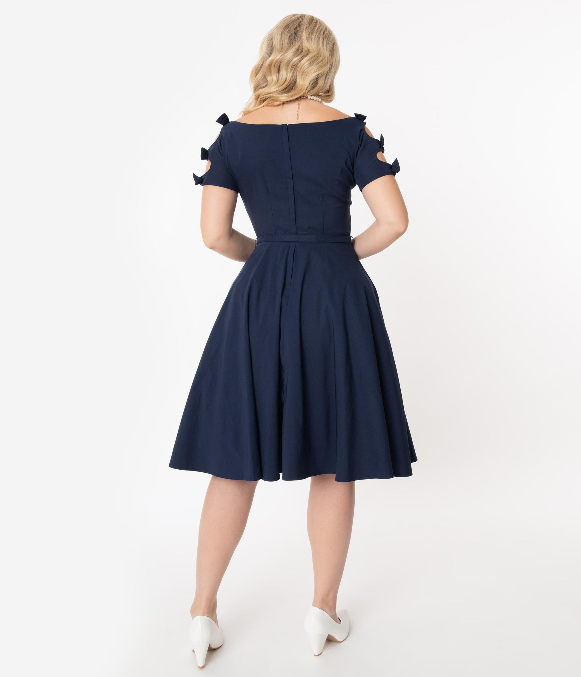 Unique Vintage 1950s Navy Blue Selma Swing Dress