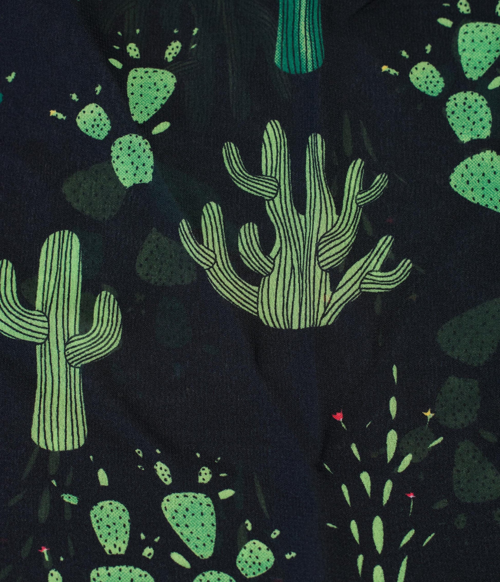 Black & Green Cacti Print Hair Scarf