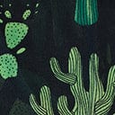 Black & Green Cacti Print Hair Scarf