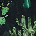 Black & Green Cacti Print Hair Scarf