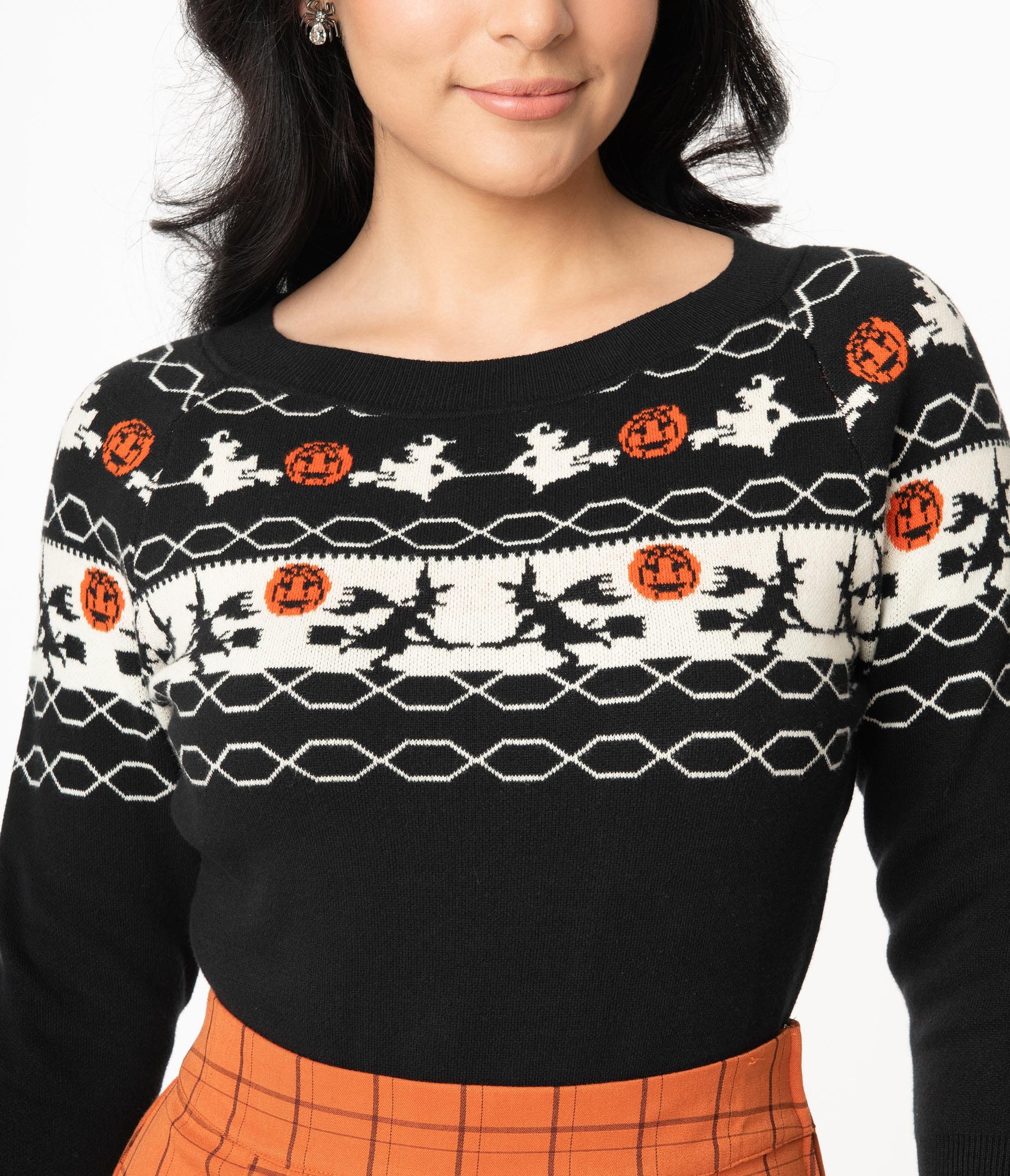 Unique Vintage Halloween Witch Pattern Lorelai Sweater