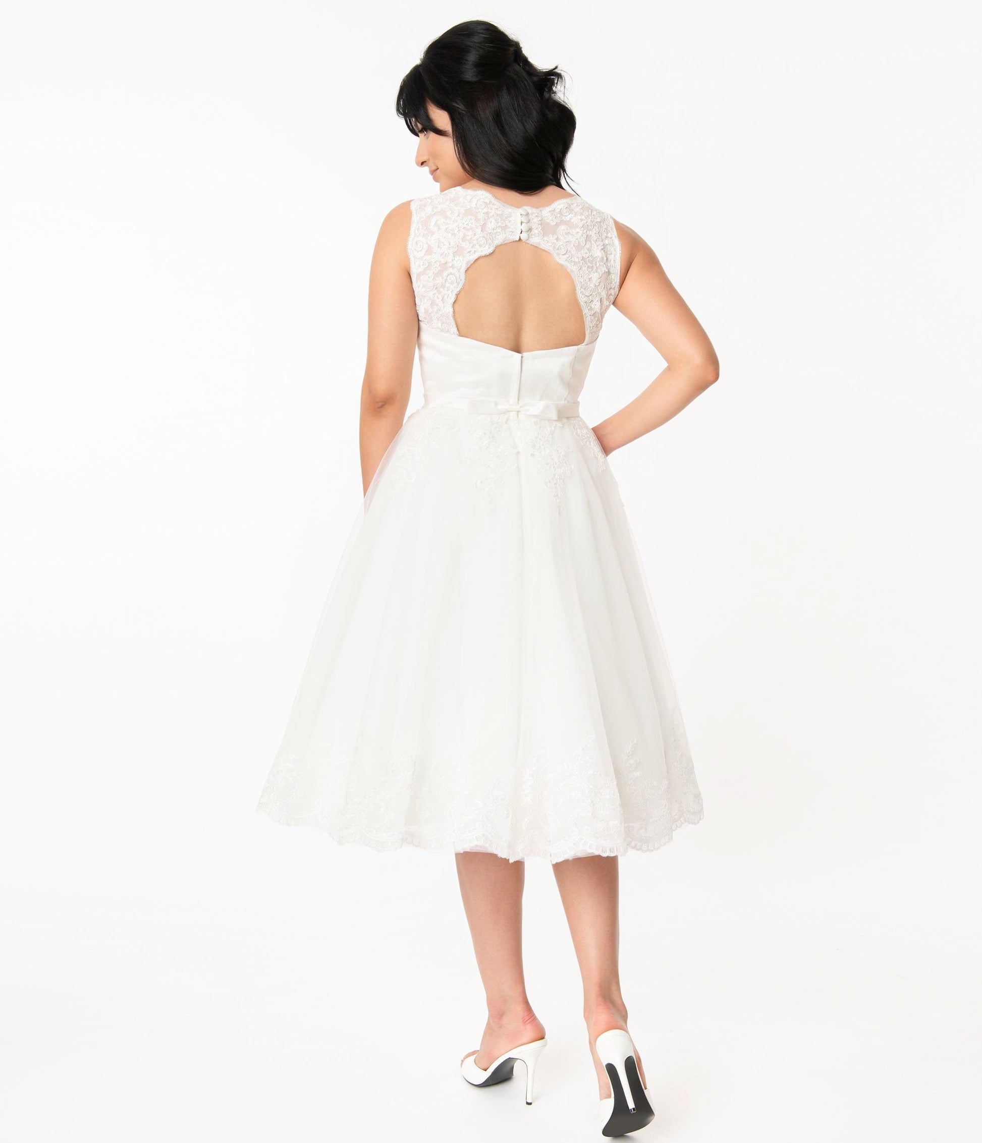 Unique Vintage Off White Lace Tropez Bridal Dress