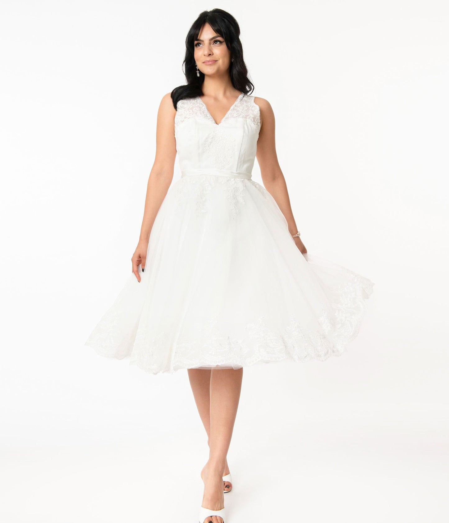Unique Vintage Off White Lace Tropez Bridal Dress