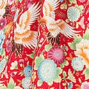 Unique Vintage Red & Multicolor Print Waikiki Swing Skirt