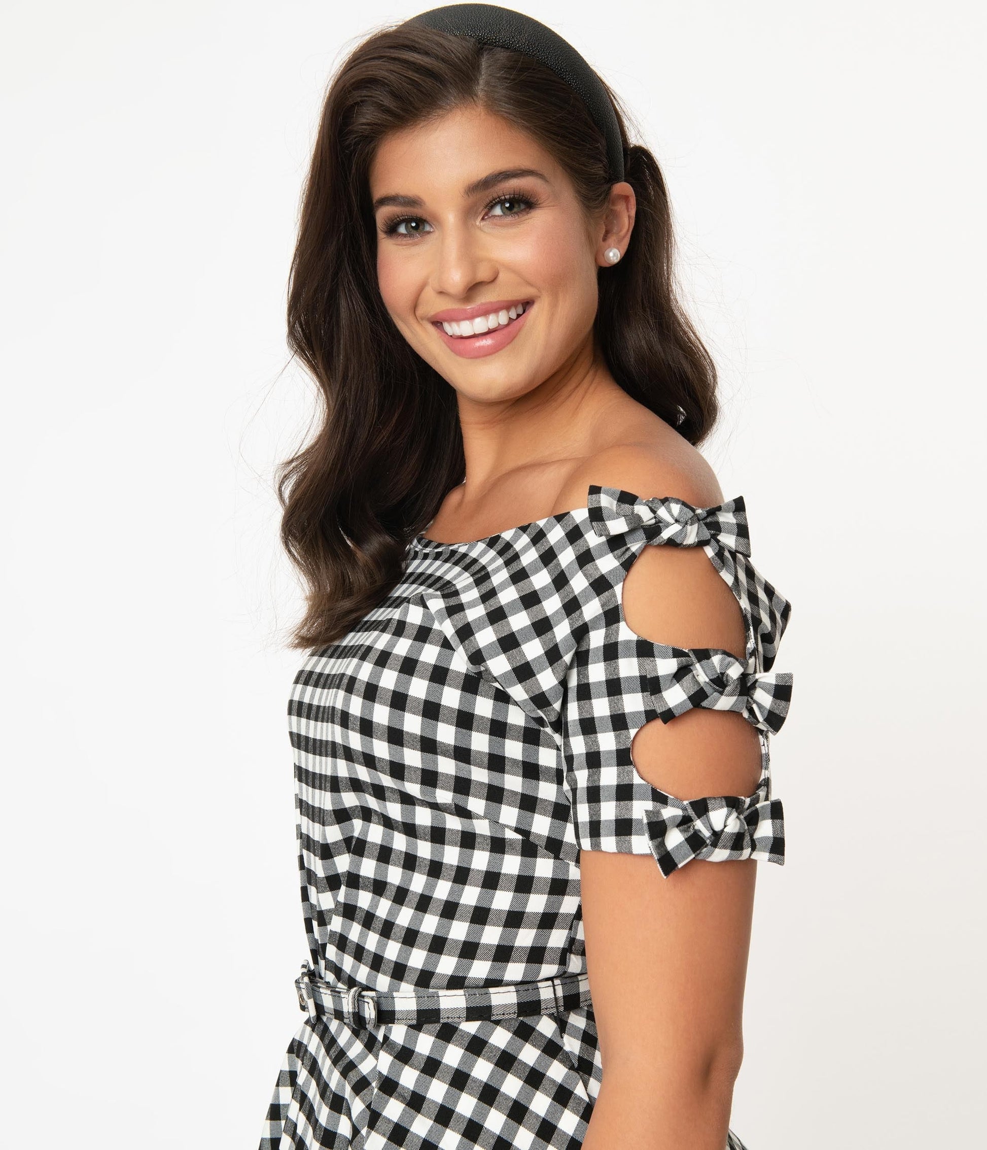 Unique Vintage 1960s Black & White Gingham Selma Swing Dress