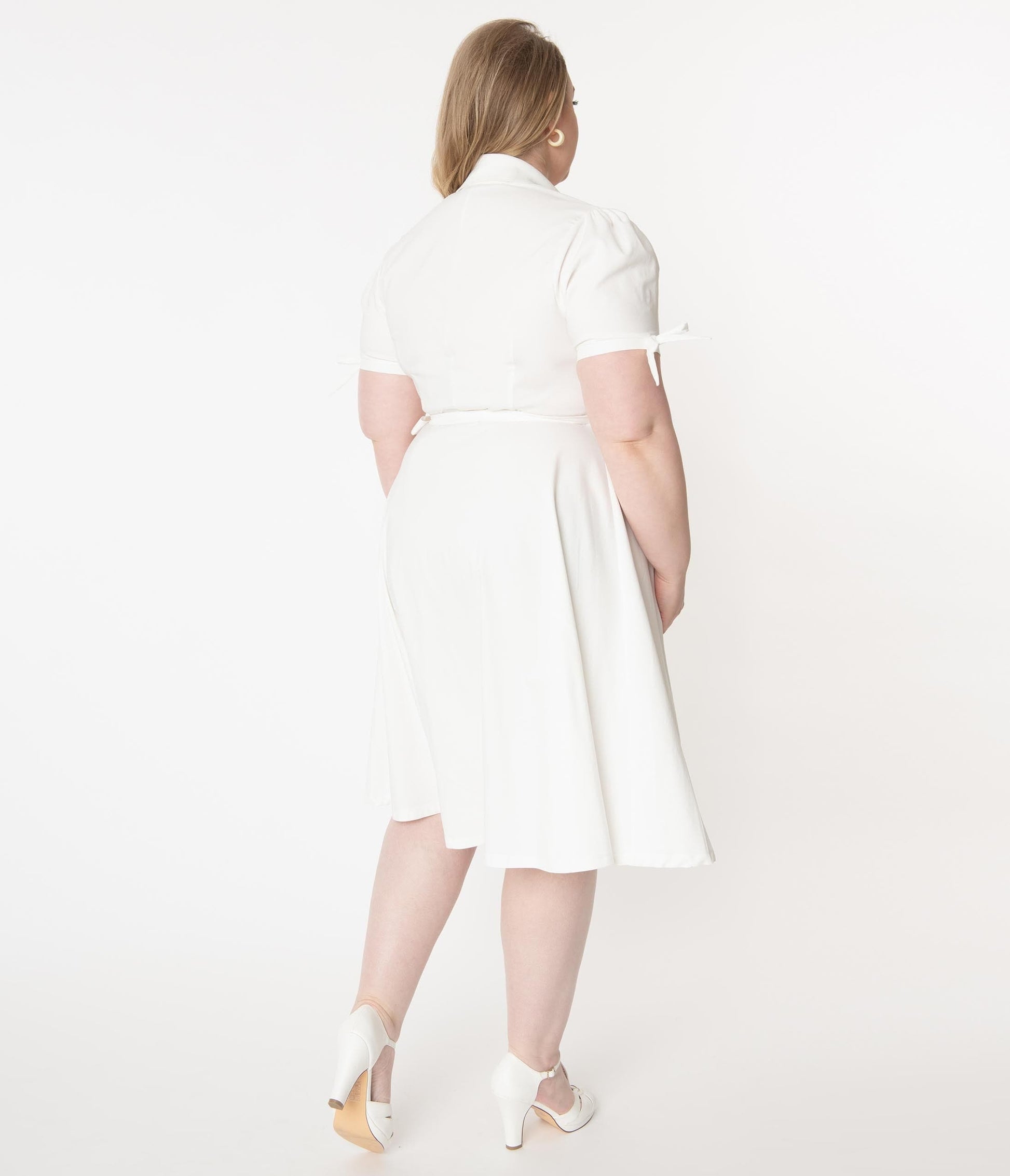 Unique Vintage Plus Size Retro Ivory Bianca Wrap Dress