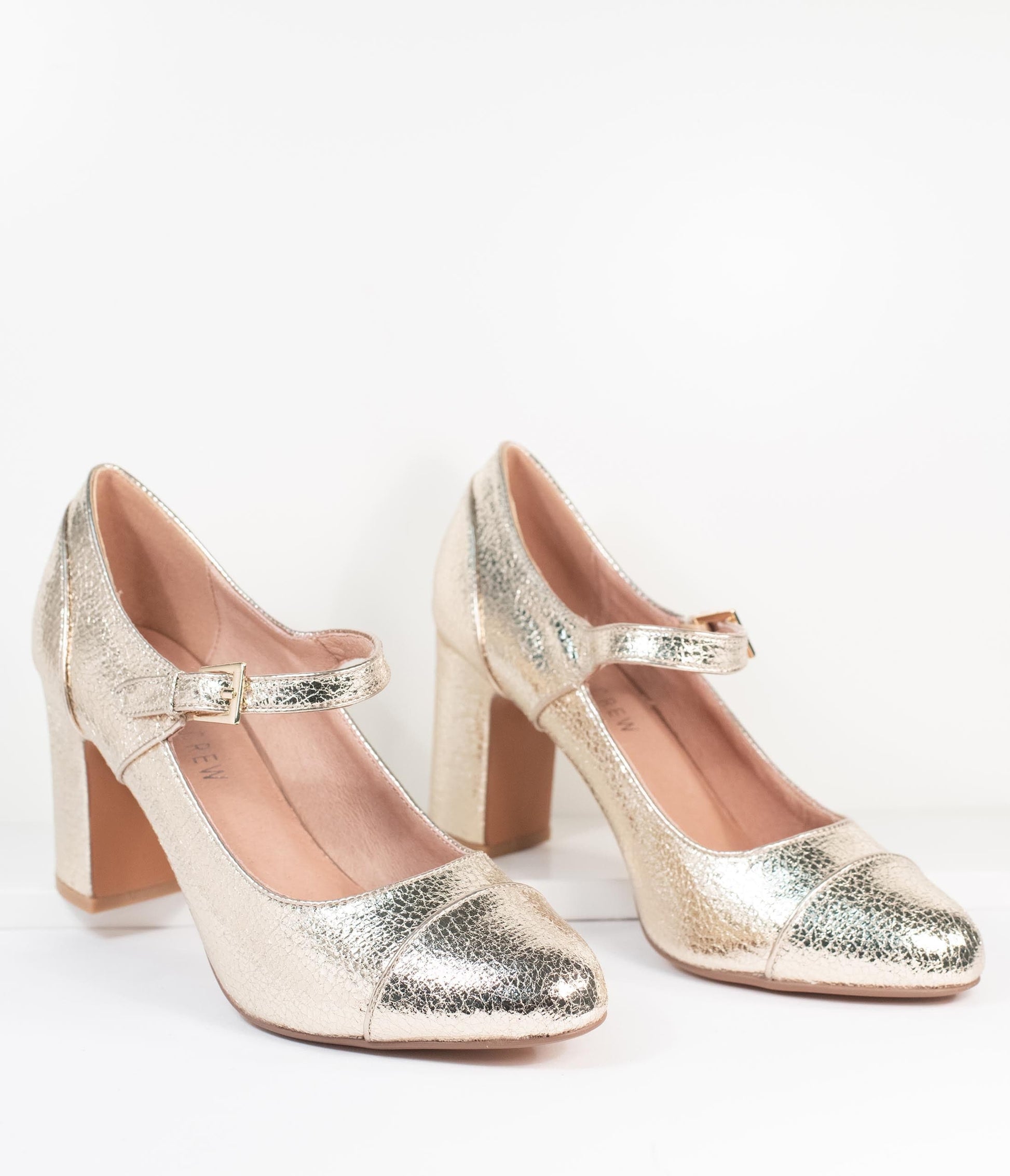 1950s Chelsea Crew Metallic Textured Gold Orlando Heels