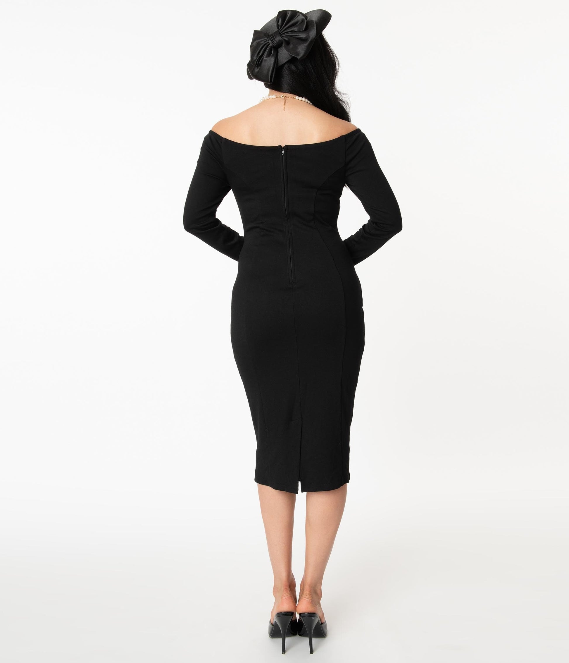 Unique Vintage 1960s Black Cape Cod Wiggle Dress