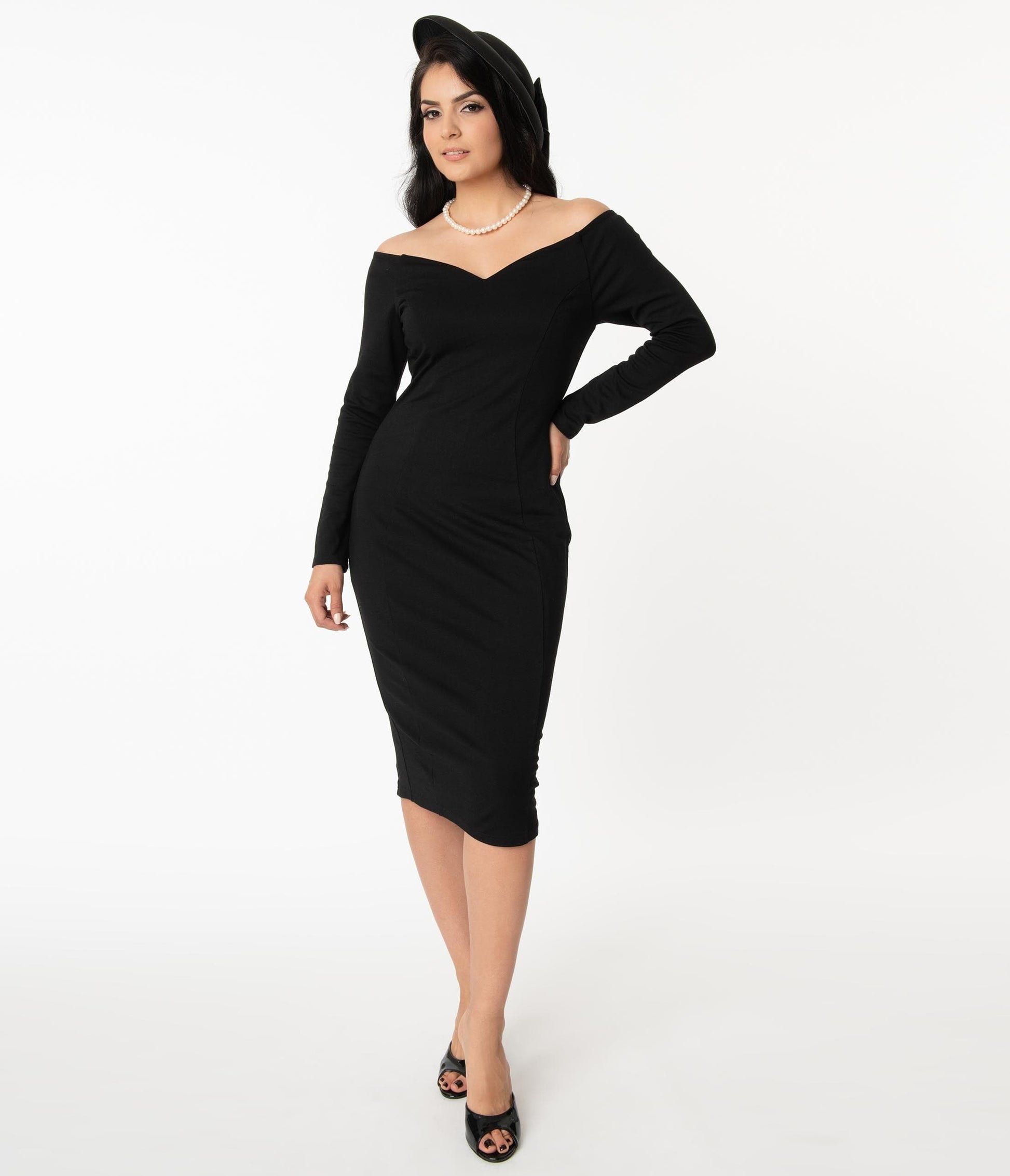 Unique Vintage 1960s Black Cape Cod Wiggle Dress