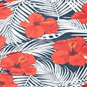 Unique Vintage Plus Size Tropical Print & Red Hibiscus Corinne Halter Sheath Swimsuit