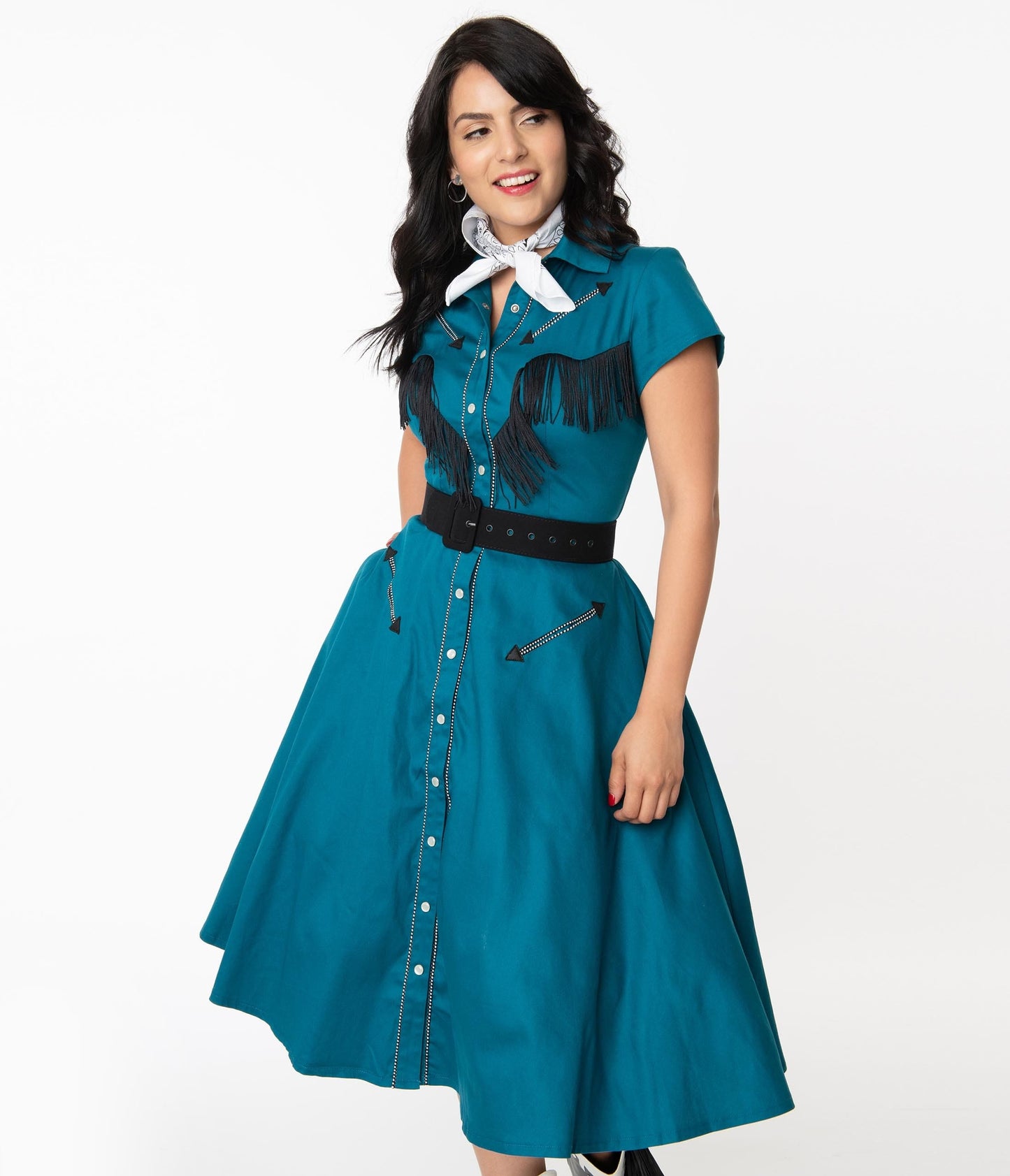 Unique Vintage Teal Madeline Swing Dress