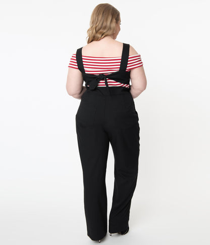 Unique Vintage Plus Size 1970s Black Sedgewick Jumpsuit