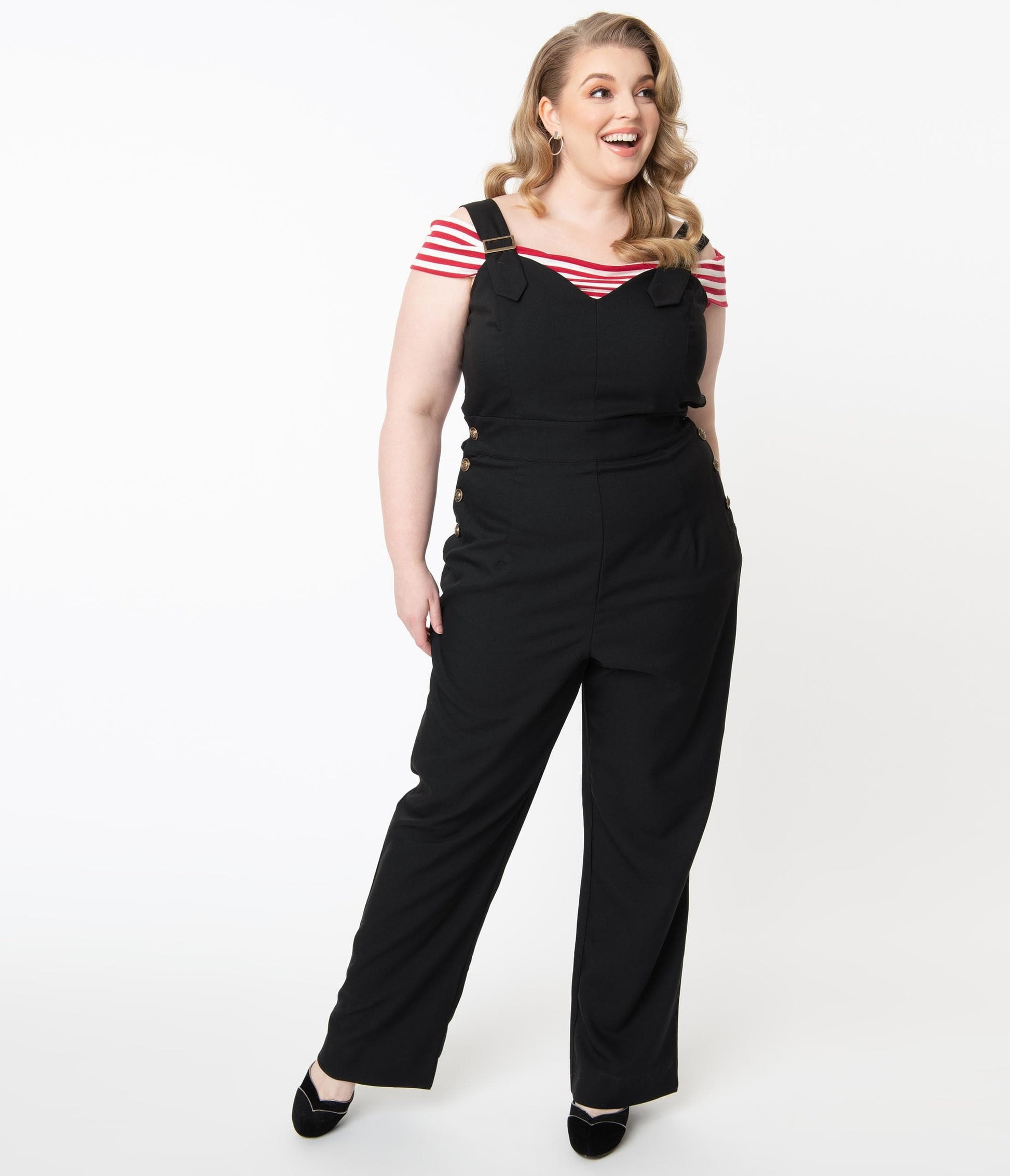 Unique Vintage Plus Size 1970s Black Sedgewick Jumpsuit