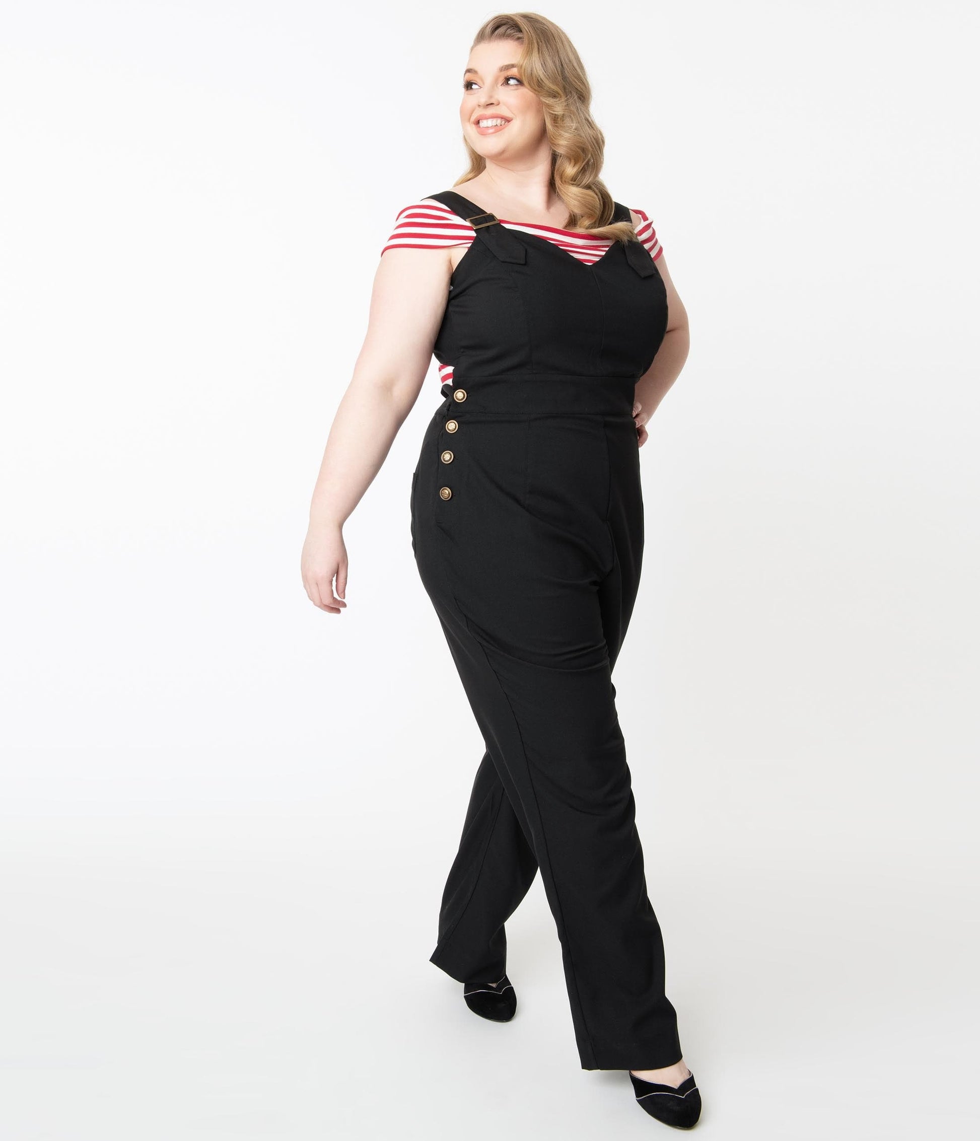 Unique Vintage Plus Size 1970s Black Sedgewick Jumpsuit