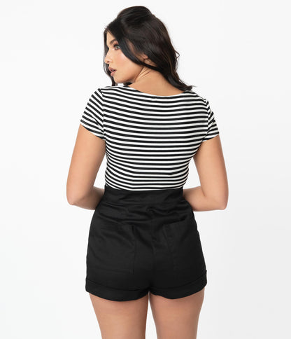 Unique Vintage Black High Waist Stella Shorts