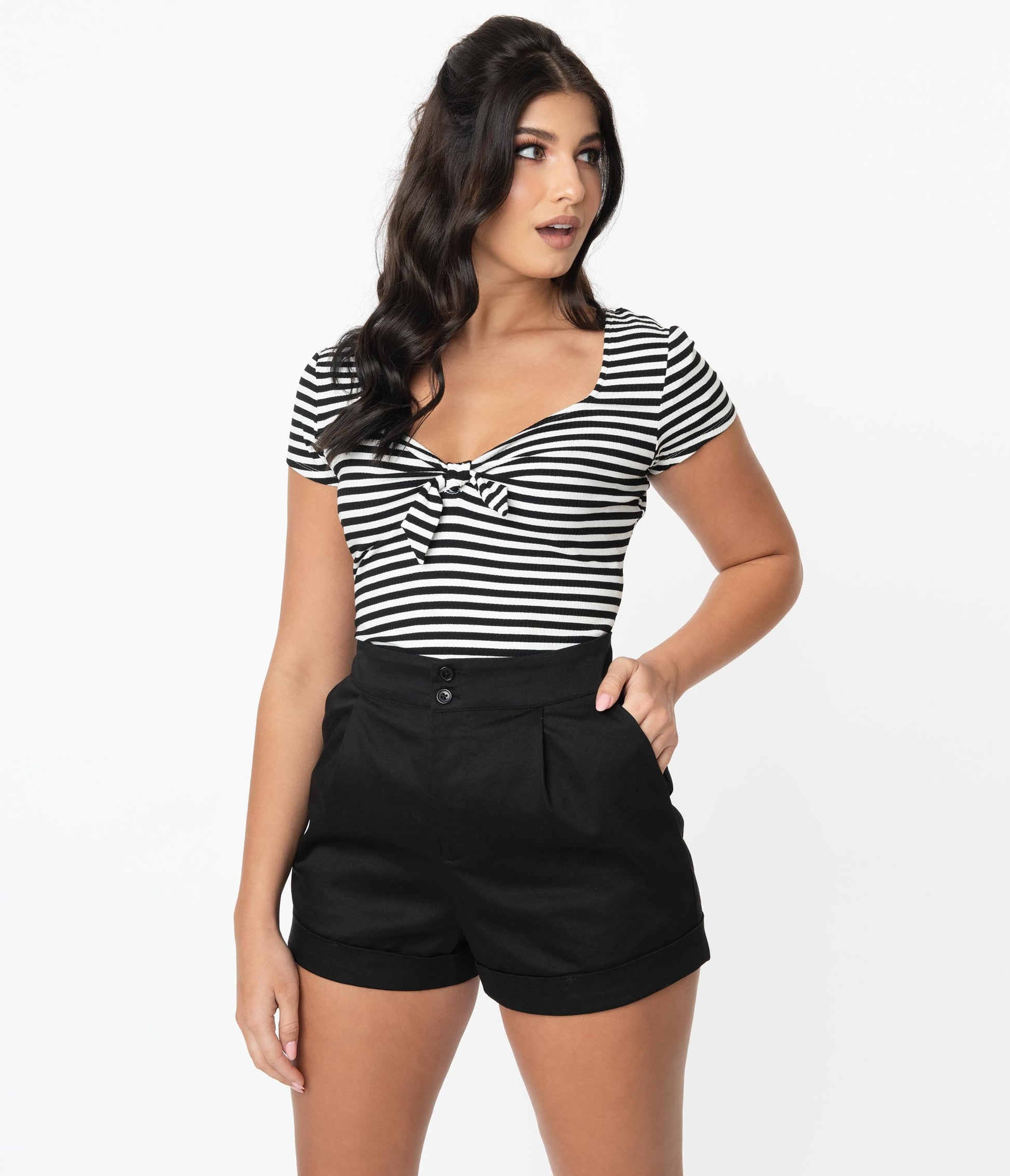Unique Vintage Black High Waist Stella Shorts